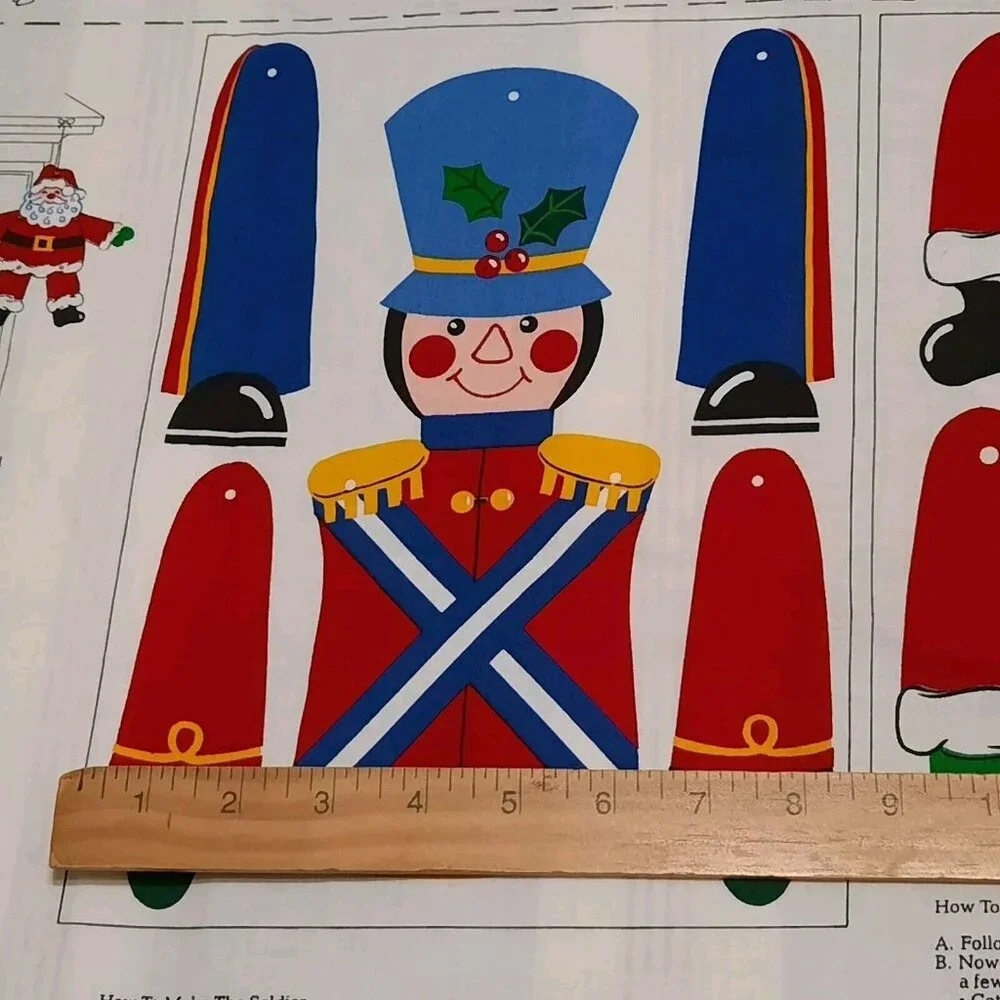 Fabric Double Panel Kid Craft Bear Santa Toy Soldier Garland Christmas New